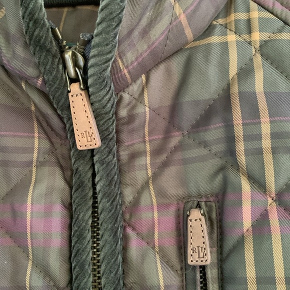Lauren Ralph Lauren Olive Quilted Plaid Puffer Vest Women’s Size Petite Large - Picture 8 of 16